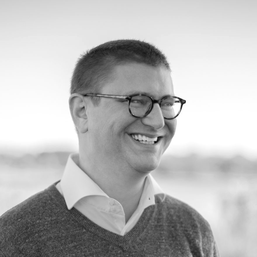 Phil Elwood, black-and-white portrait